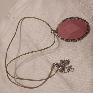 Lucky Brand Mauve Stone Oval Pendant Necklace